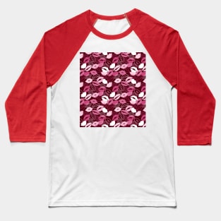 Passionate Red Pink Lips Kissing Pattern Baseball T-Shirt